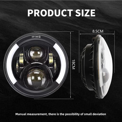 Phares LED 7 Pouces Jeep Wrangler JK - vue de profil - Becquet Voiture