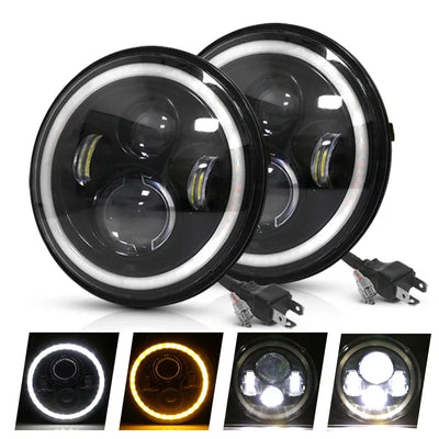 Phares LED 7 Pouces Ronds H4 Angel Eyes Jeep Wrangler 4x4 (Kit 2 Pièces) - détail du montage - Becquet Voiture