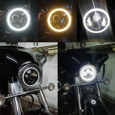 Phares LED 7 Pouces Ronds H4 Angel Eyes Jeep Wrangler 4x4 (Kit 2 Pièces) - installé sur véhicule - Becquet Voiture