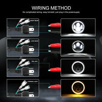 Phares LED 7 Pouces Ronds H4 Angel Eyes Jeep Wrangler 4x4 (Kit 2 Pièces) - vue de trois-quarts - Becquet Voiture
