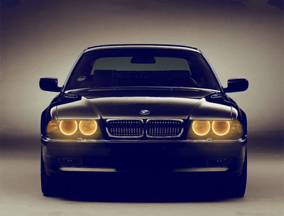 Phares LED Angel Eyes BMW Série 7 E38 - vue de profil - Becquet Voiture