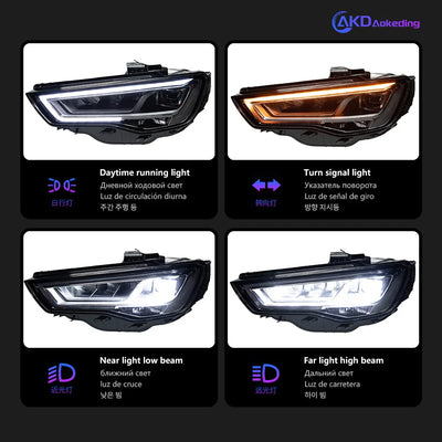 Phares LED Audi A3 8V 2013-2016 Berline Sportback - vue arrière - Becquet Voiture