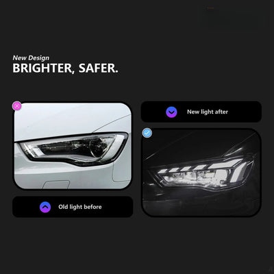 Phares LED Audi A3 8V 2013-2016 DRL Dynamique Paire - vue arrière - Becquet Voiture