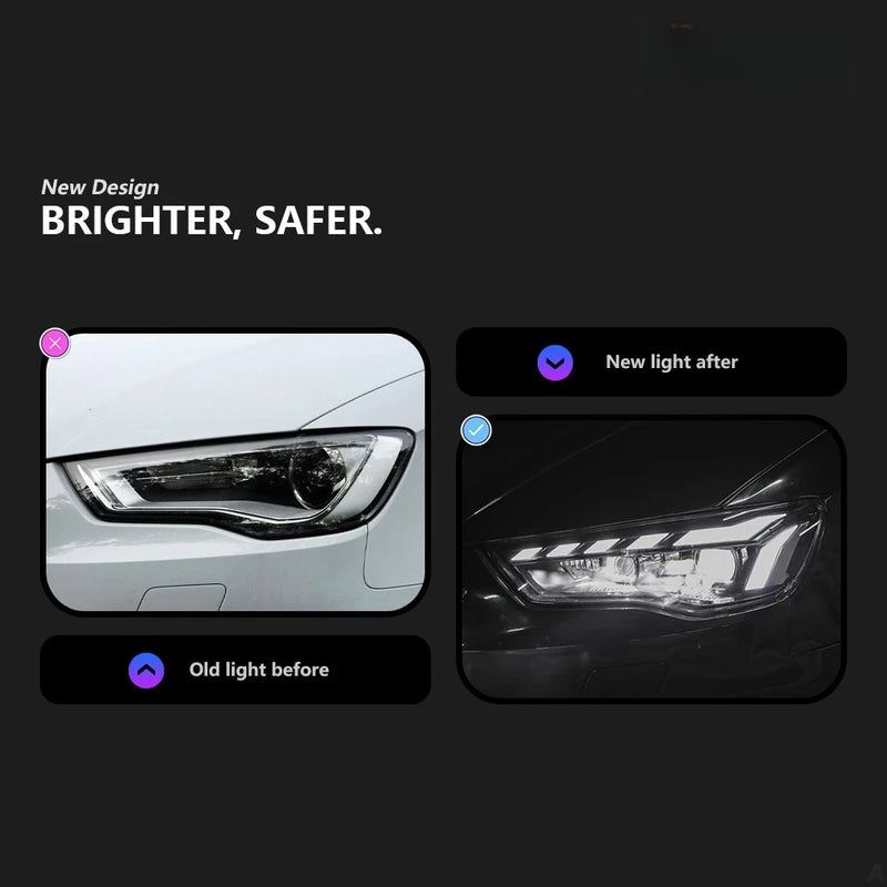 Phares LED Audi A3 8V 2013-2016 DRL Dynamique Paire - vue arrière - Becquet Voiture