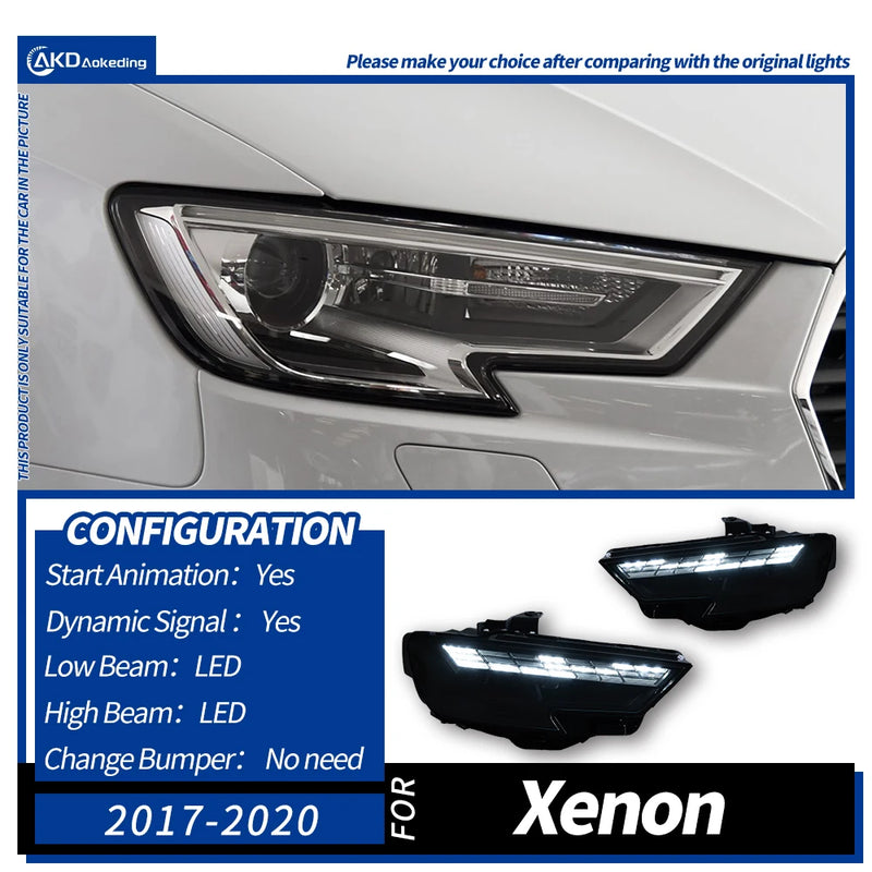 Phares LED Audi A3 8V S3 RS3 2017-2021 - détail du montage - Becquet Voiture