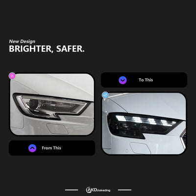Phares LED Audi A3 8V S3 RS3 2017-2021 - vue de profil - Becquet Voiture