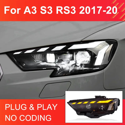 Phares LED Audi A3 S3 8V 2017-2020 - vue de face - Becquet Voiture