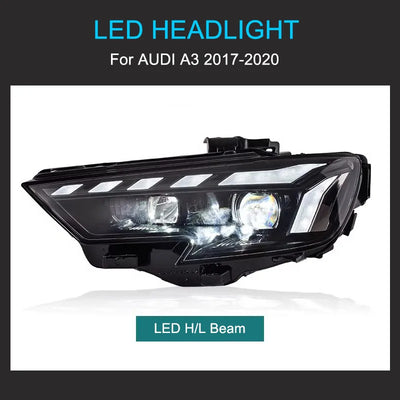 Phares LED Audi A3 S3 8V 2017-2020 - vue de trois-quarts - Becquet Voiture