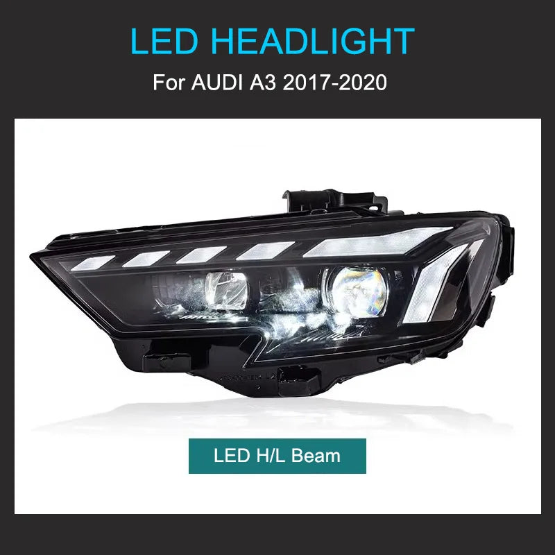 Phares LED Audi A3 S3 8V 2017-2020 - vue de trois-quarts - Becquet Voiture