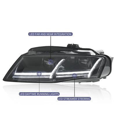 Phares LED Audi A4 A4L B8 2009-2012 - installé sur véhicule - Becquet Voiture