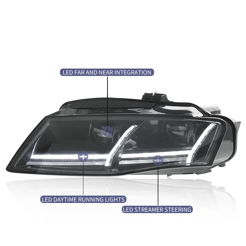 Phares LED Audi A4 A4L B8 2009-2012 - installé sur véhicule - Becquet Voiture