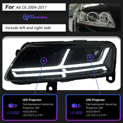 Phares LED Audi A6 C6 2005-2011 Signal Dynamique DRL - détail du montage - Becquet Voiture