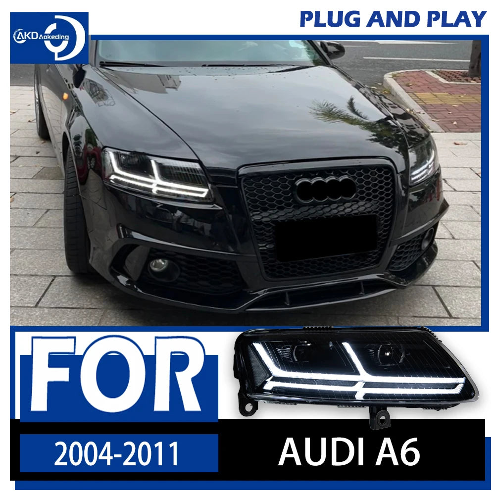 Phares LED Audi A6 C6 2005-2011 Signal Dynamique DRL - vue de face - Becquet Voiture