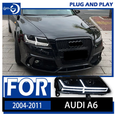 Phares LED Audi A6 C6 2005-2011 Signal Dynamique DRL - vue de face - Becquet Voiture