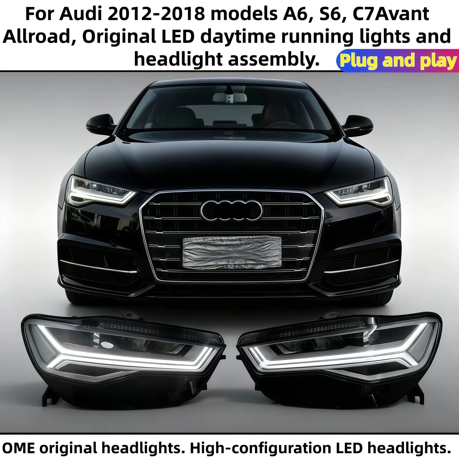 Phares LED Audi A6 C7 Allroad 2012-2018 - vue de face - Becquet Voiture