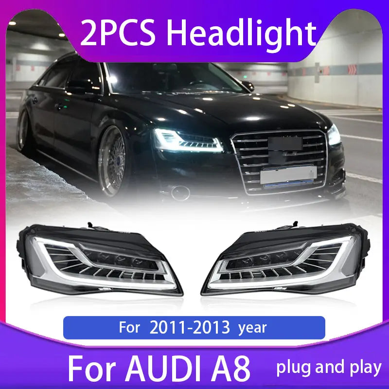 Phares LED Audi A8 2010-2013 - vue de face - Becquet Voiture