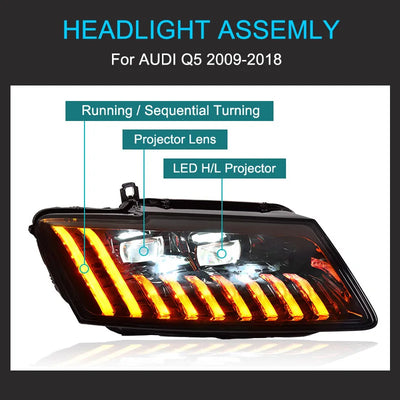 Phares LED Audi Q5 2009-2018 - packshot studio - Becquet Voiture