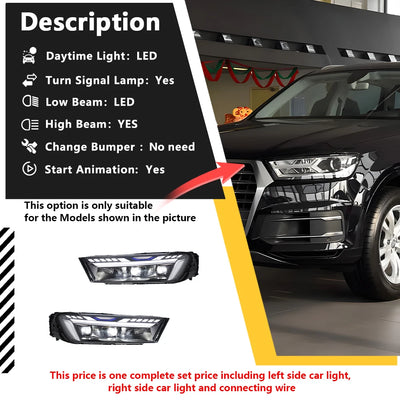 Phares LED Audi Q7 2016-2019 à Projecteur - détail du montage - Becquet Voiture