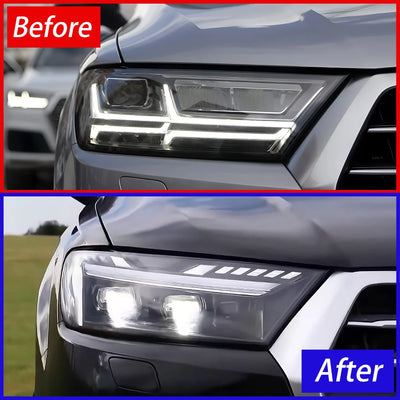 Phares LED Audi Q7 2016-2019 à Projecteur - vue de profil - Becquet Voiture
