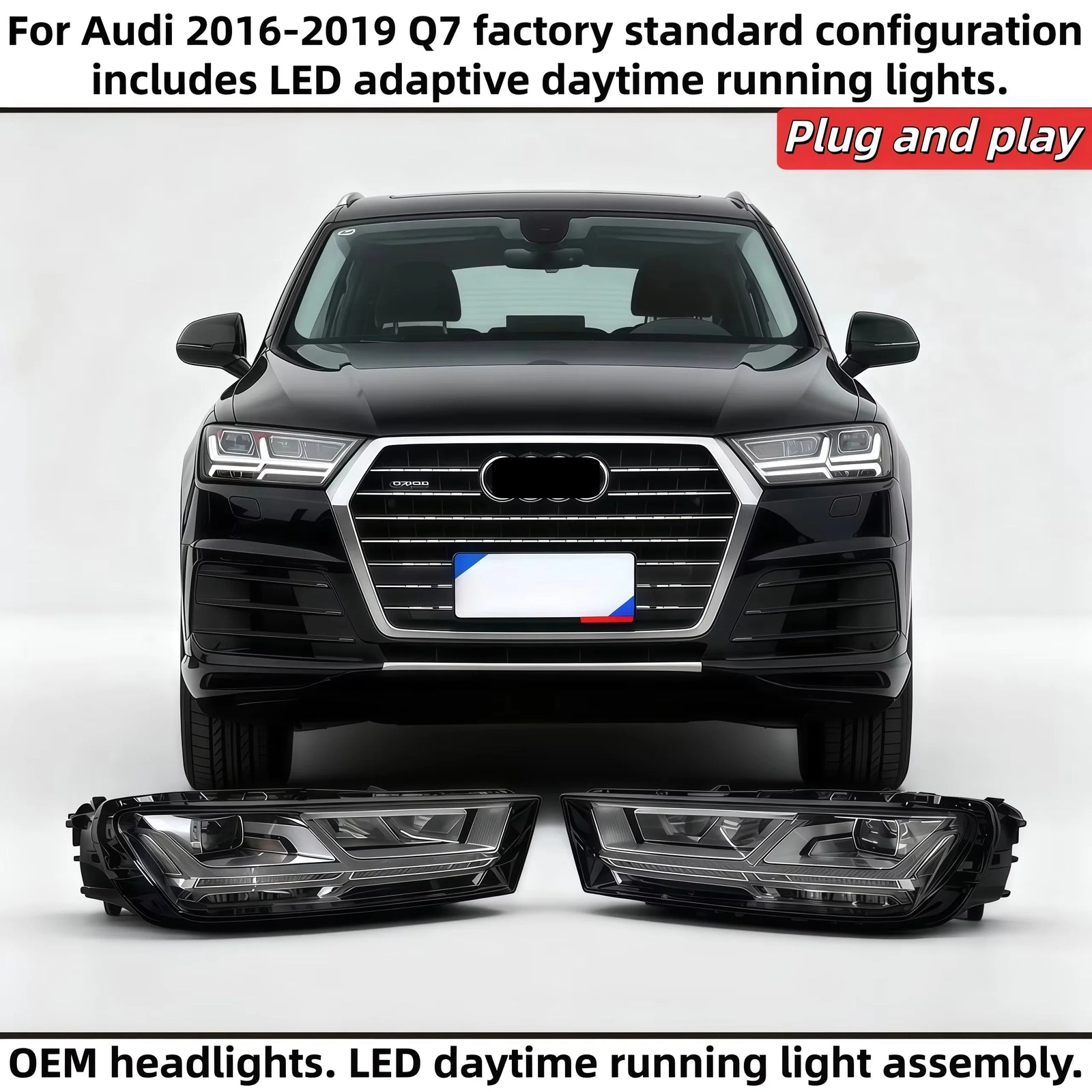 Phares LED Audi Q7 2016-2019 - vue de face - Becquet Voiture
