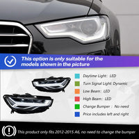 Phares LED Avant Audi A6 C7 2012-2018 - vue rapprochée - Becquet Voiture