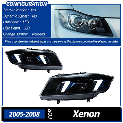 Phares LED Avant BMW E90 2005-2012 Série 3 - vue rapprochée - Becquet Voiture