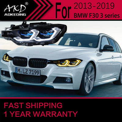 Phares LED Avant BMW F30 2013-2019 Série 3 - vue de face - Becquet Voiture