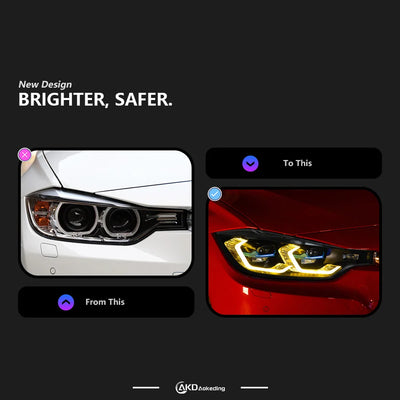 Phares LED Avant BMW F30 2013-2019 Série 3 - vue de profil - Becquet Voiture