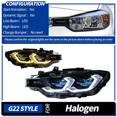 Phares LED Avant BMW F30 2013-2019 Série 3 - vue rapprochée - Becquet Voiture