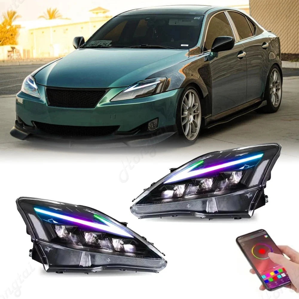 Phares LED Avant Lexus IS250 IS350 IS F (2006-2013) DRL - vue de face - Becquet Voiture