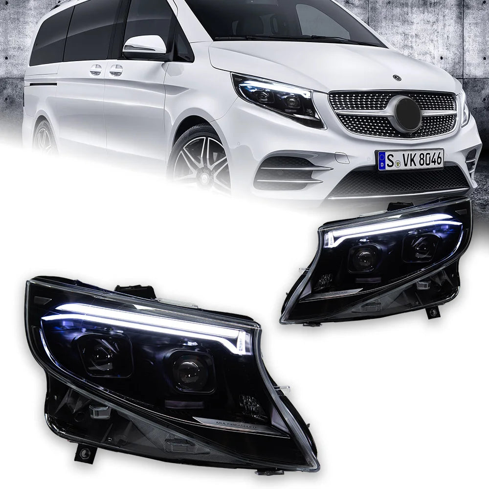 Phares LED Avant Mercedes Vito W447 2016-2024 - vue de face - Becquet Voiture