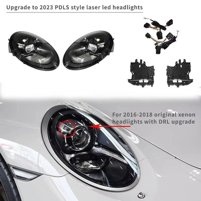 Phares LED Avant Porsche 911 991 GT3RS 2012-2018 - vue de face 2 - Becquet Voiture