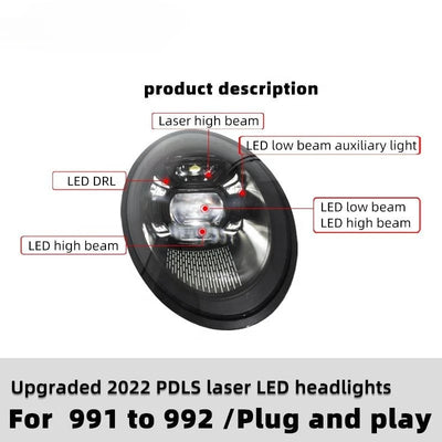 Phares LED Avant Porsche 911 991 GT3RS 2012-2018 - vue de profil - Becquet Voiture
