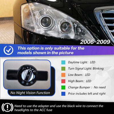 Phares LED Bi-Xénon Mercedes-Benz W221 2006-2013 - vue rapprochée - Becquet Voiture