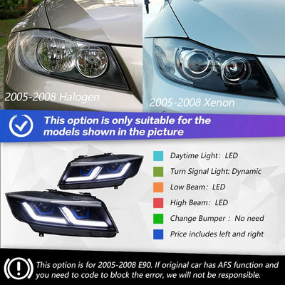 Phares LED BMW E90 2005-2012 - vue de profil 2 - Becquet Voiture