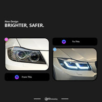 Phares LED BMW E90 2005-2012 - vue de profil - Becquet Voiture