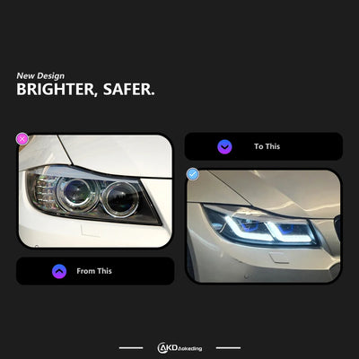 Phares LED BMW E90 2005-2012 - vue de profil - Becquet Voiture