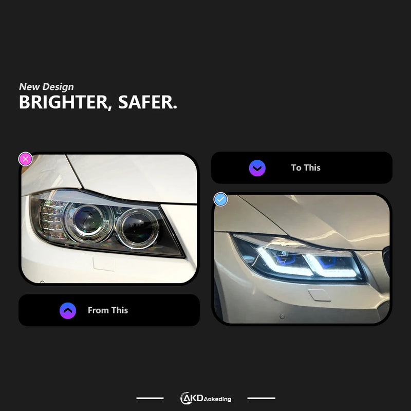 Phares LED BMW E90 2005-2012 - vue de profil - Becquet Voiture