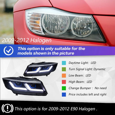 Phares LED BMW E90 2005-2012 - vue rapprochée - Becquet Voiture