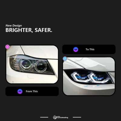 Phares LED BMW E90 Série 3 2005-2012 - vue de profil - Becquet Voiture