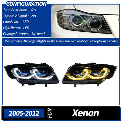 Phares LED BMW E90 Série 3 2005-2012 - vue rapprochée - Becquet Voiture