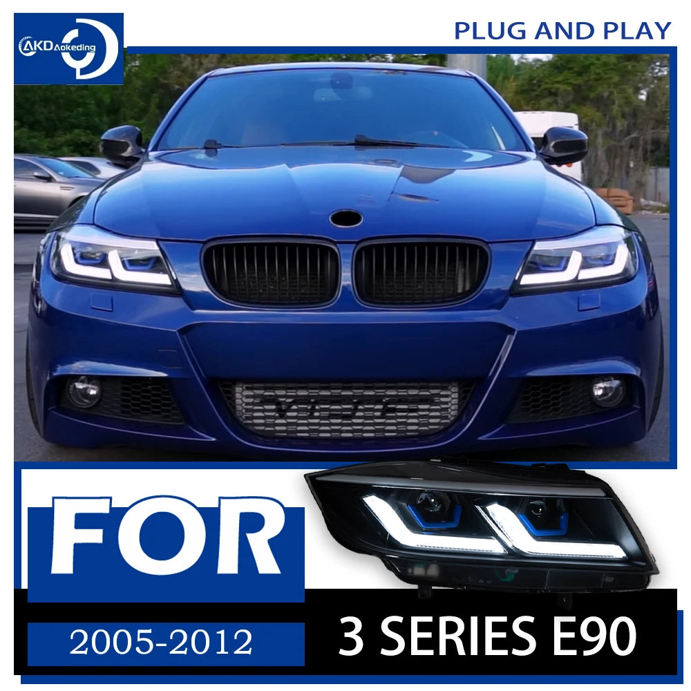 Phares LED BMW Série 3 E90 2005-2012 (réf. 2) - vue de face - Becquet Voiture