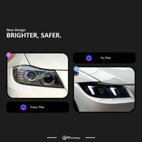 Phares LED BMW Série 3 E90 2005-2012 - vue de profil - Becquet Voiture