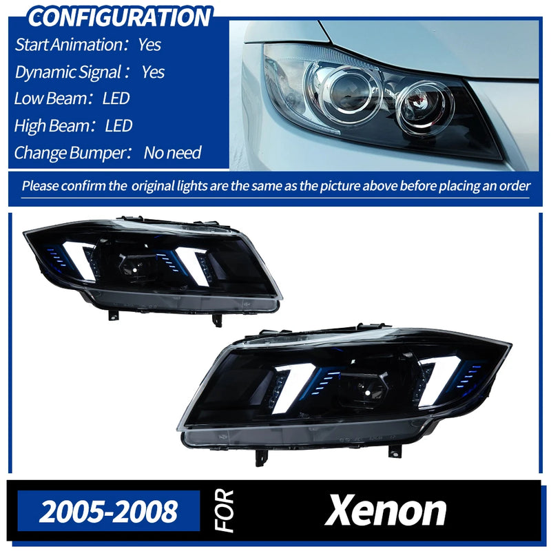 Phares LED BMW Série 3 E90 2005-2012 - vue rapprochée - Becquet Voiture