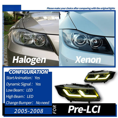 Phares LED BMW Série 3 E90 Double Lentille 2005-2012 - détail du montage - Becquet Voiture