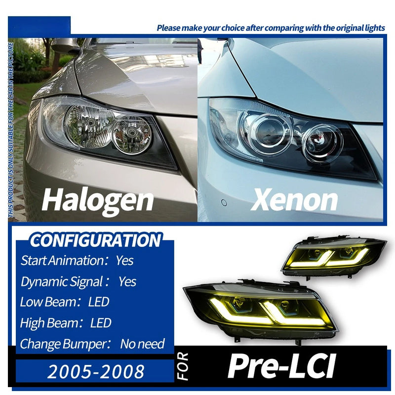 BMW 3 Series E90 Dual Lens LED Headlights 2005-2012 - fitting detail - Becquet Voiture