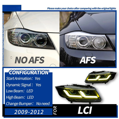Phares LED BMW Série 3 E90 Double Lentille 2005-2012 - en situation - Becquet Voiture