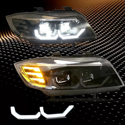 Phares LED BMW Série 3 E90 E91 2005-2008 Crystal DRL - installé sur véhicule - Becquet Voiture