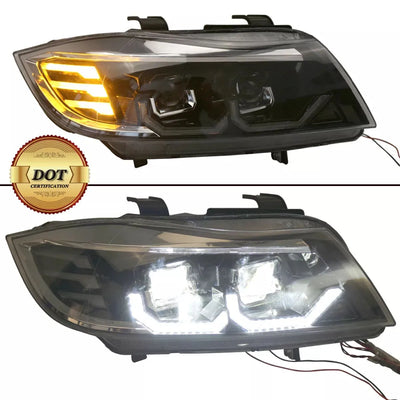 Phares LED BMW Série 3 E90 E91 2005-2008 Crystal DRL - vue arrière - Becquet Voiture