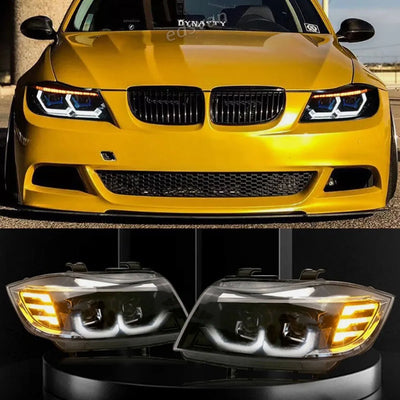 Phares LED BMW Série 3 E90 E91 2005-2008 Crystal DRL - vue de profil - Becquet Voiture